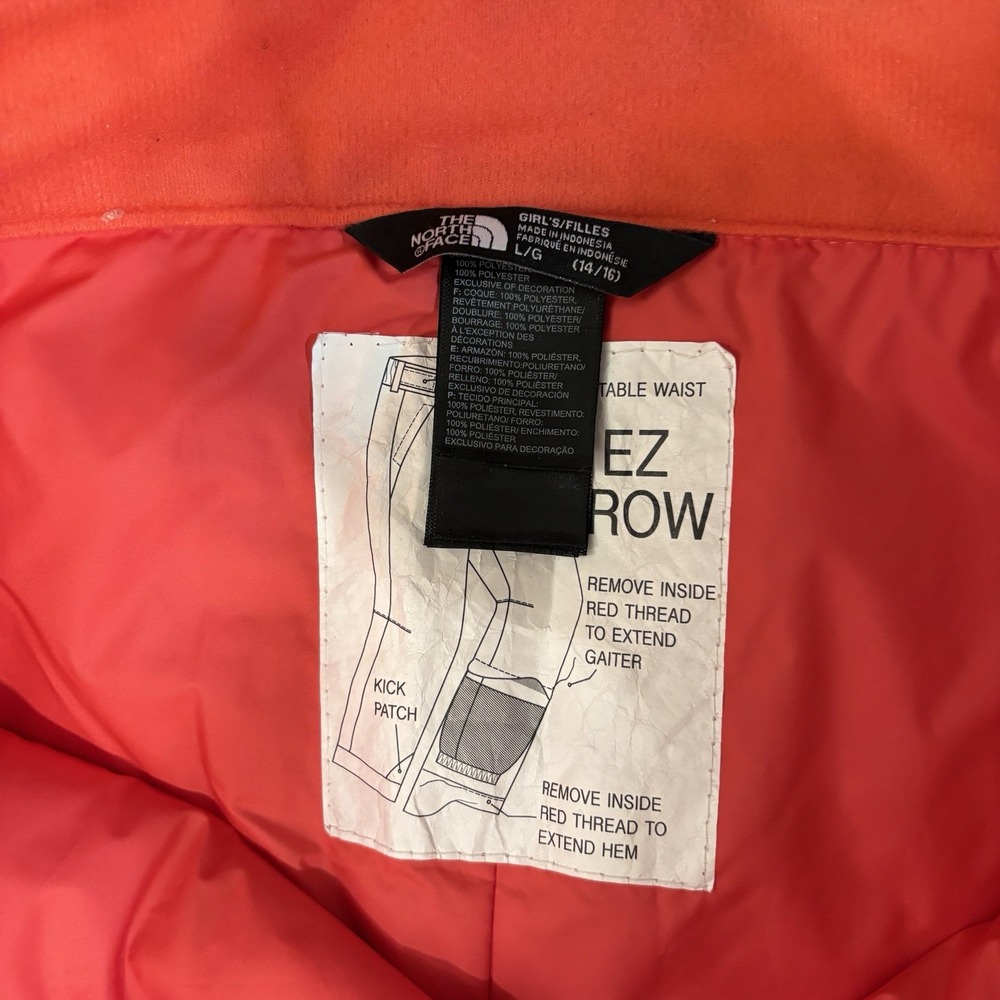 The North Face Freedom Insulated Ski Snow Pants Girls Large 14/16 Pink EZ Grow - Picture 3 of 4